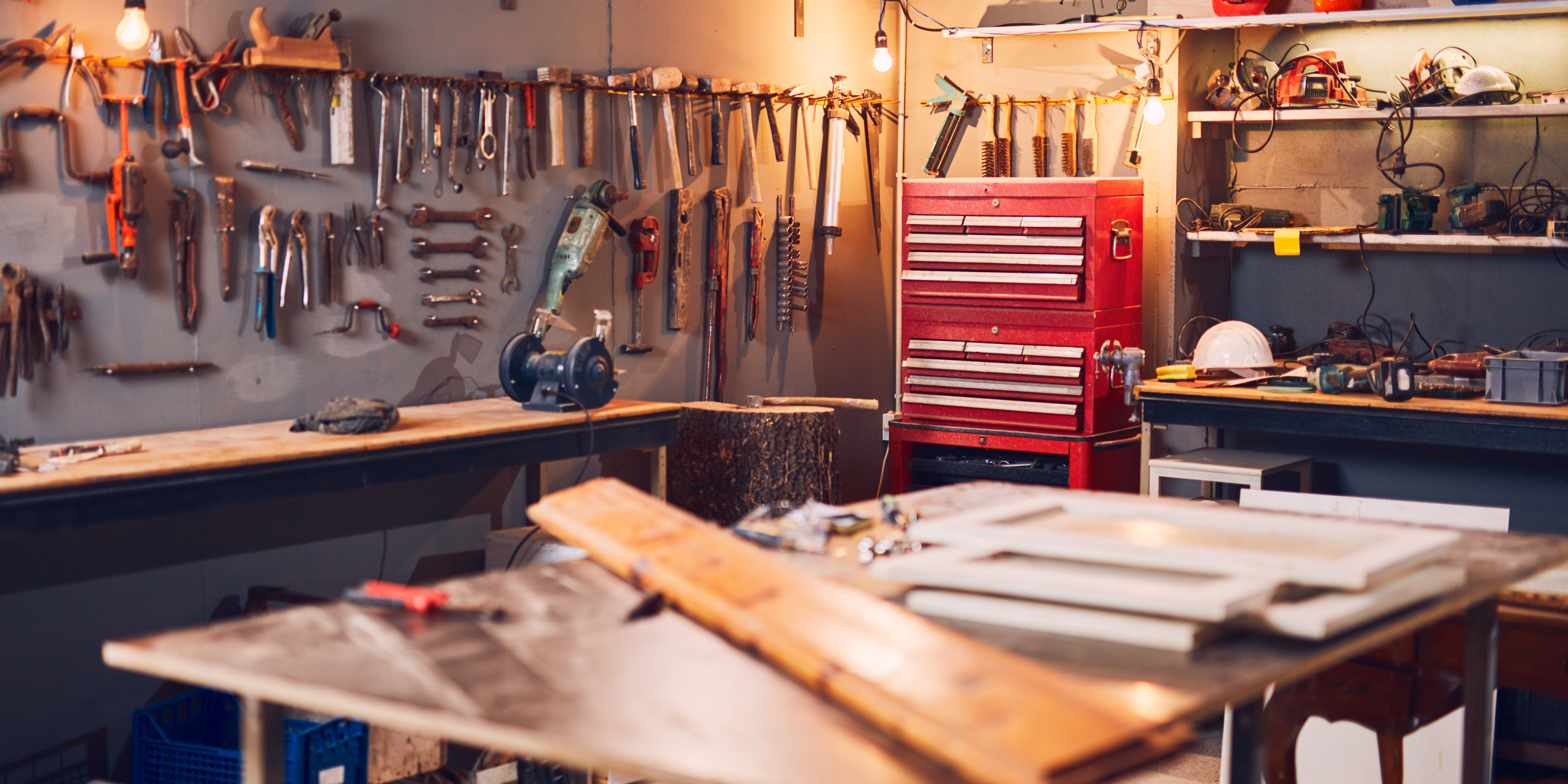 Retro / vintage workshop with misc. tools.