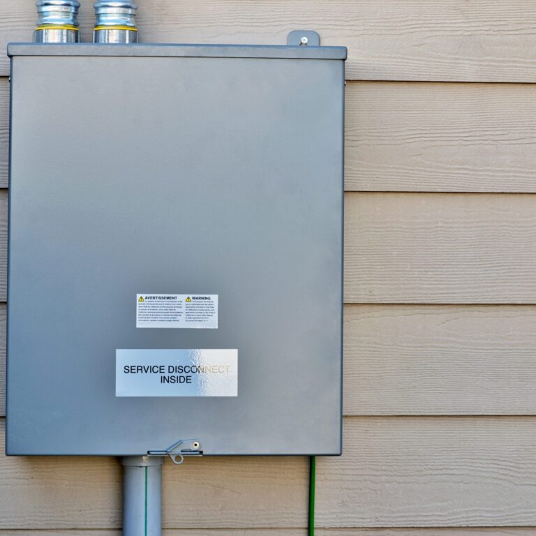 Standby generator transfer switch disconnect box junction wall residential.